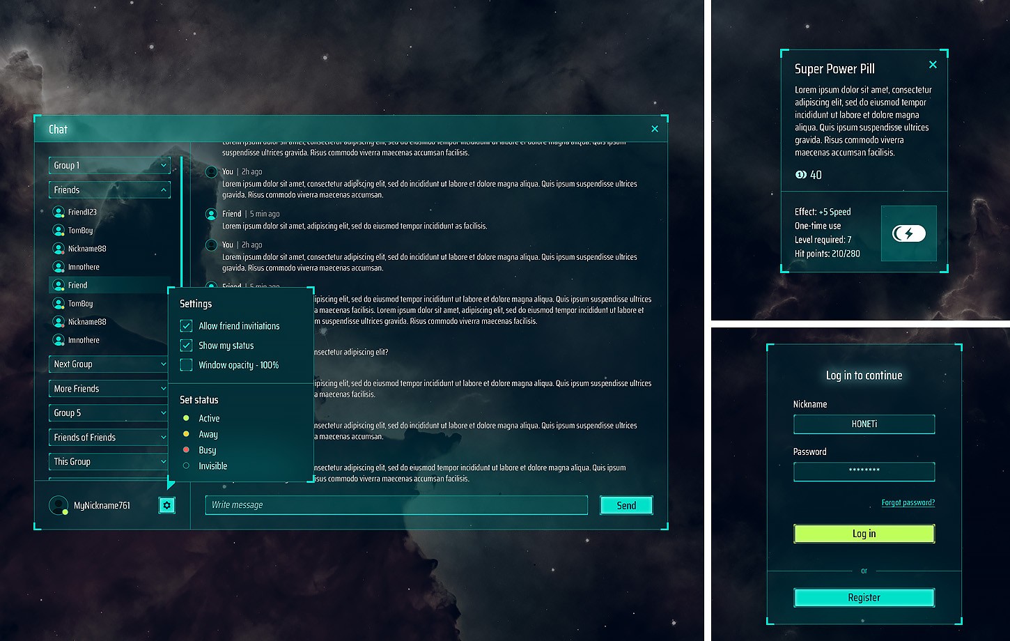 Sci-Fi, Space full GUI / UI Kit