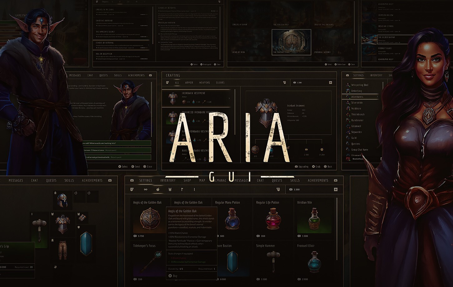 Aria GUI - Universal UI Kit for Fantasy & RPG Games