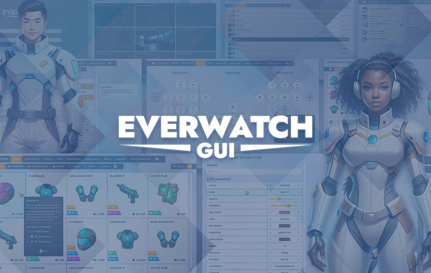 Everwatch GUI - Sci-Fi Complete Game UI Pack