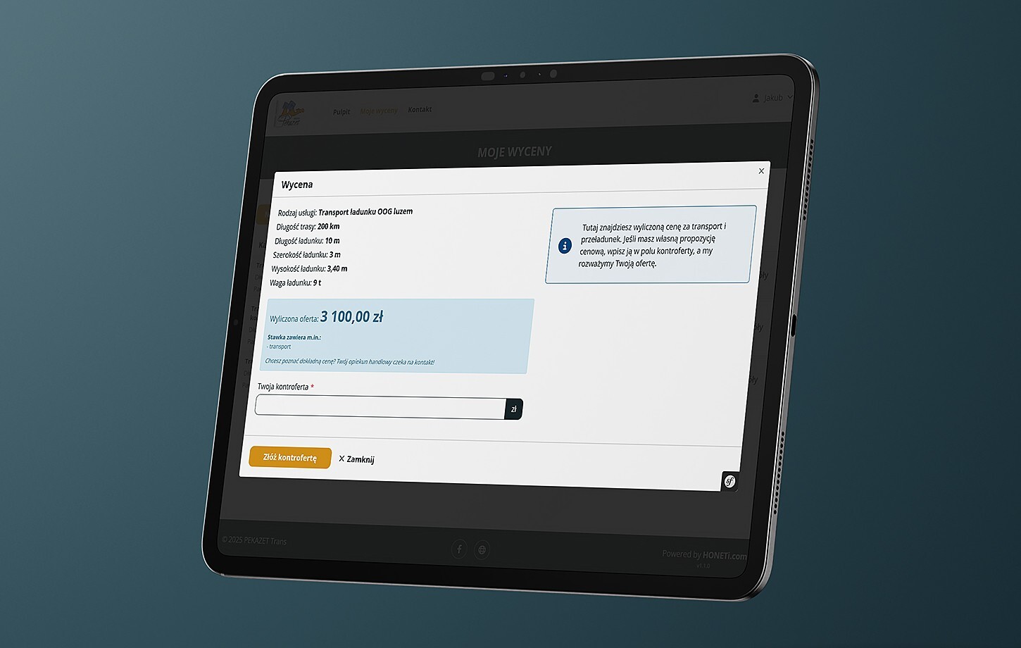 Client Portal for PEKAZET Trans