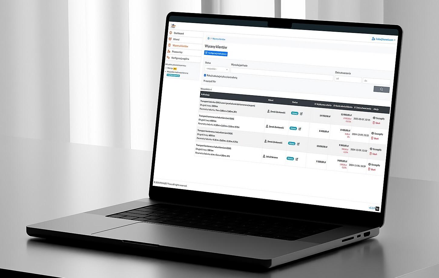 Client Portal for PEKAZET Trans