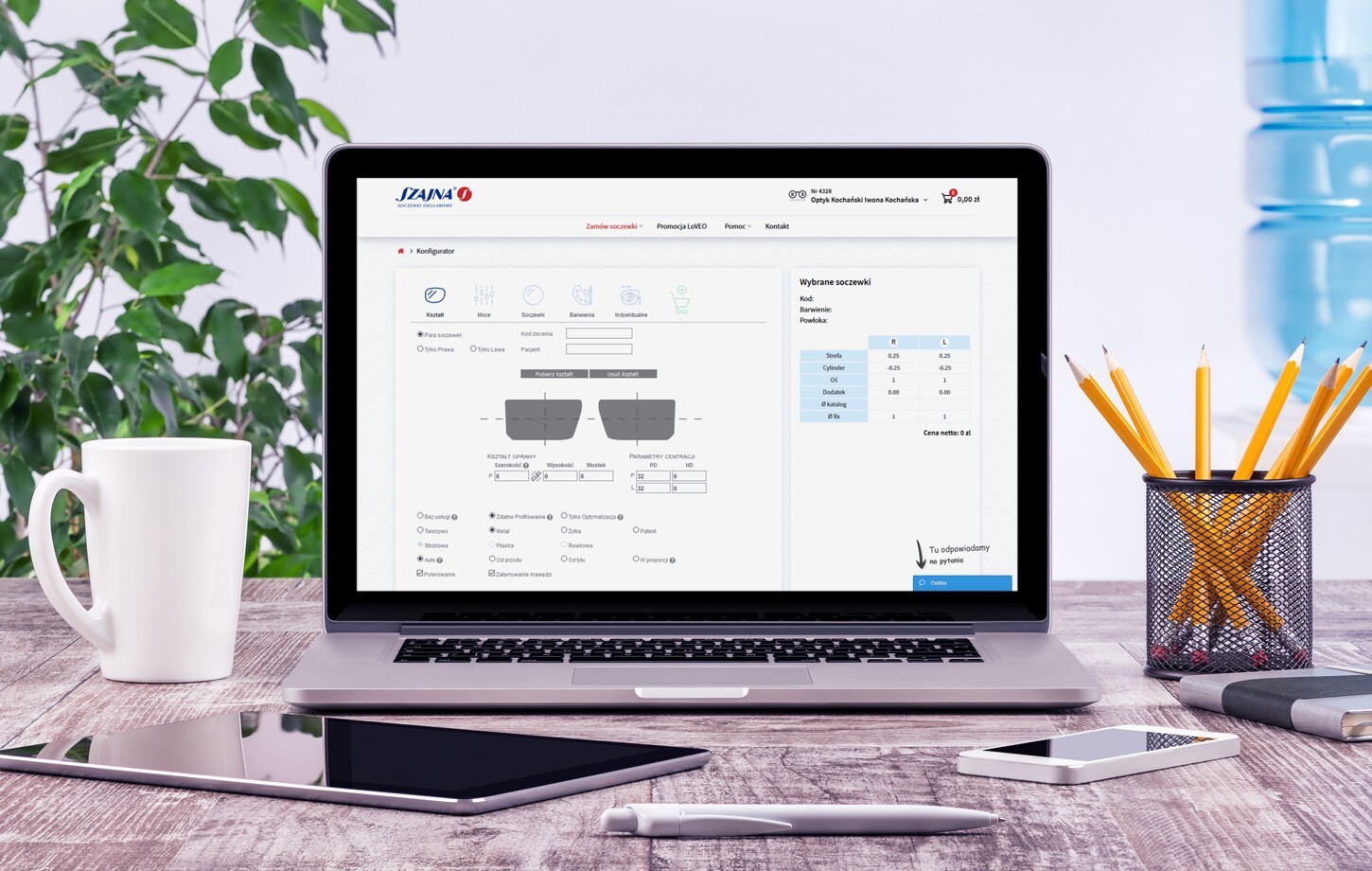 Szajna - an application for opticians 