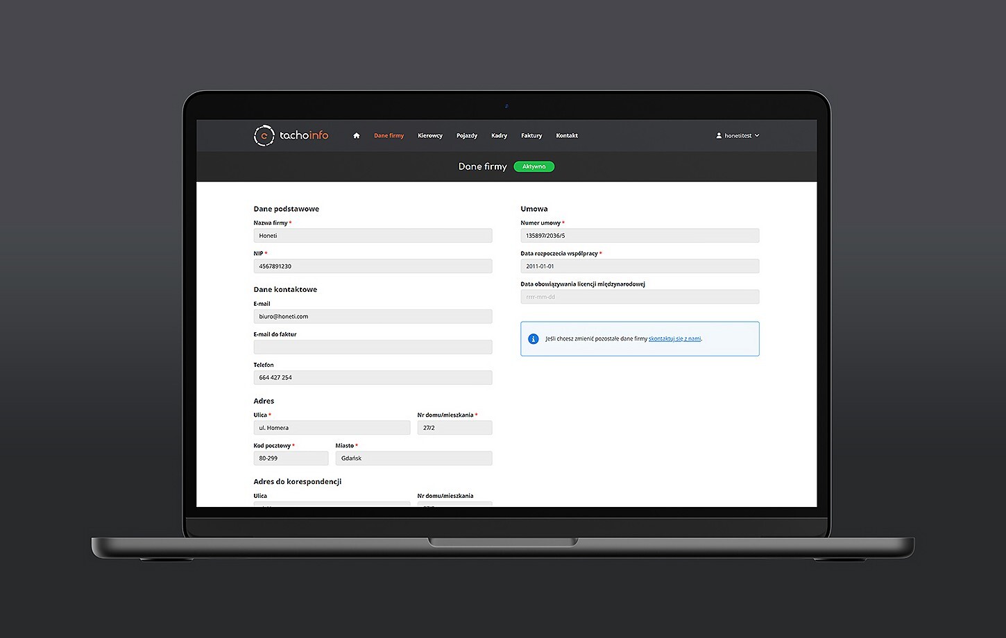 Tachoionfo - Transportation management system